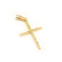 Cruz palito em ouro 18k - acabamento diamantado - 2CZO0145